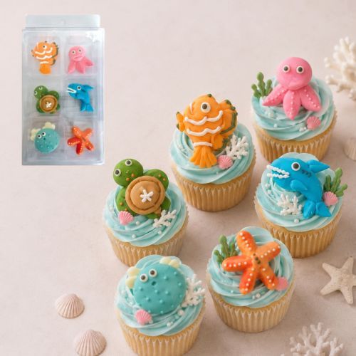LARGE SEA ANIMAL | SUGAR DECORATIONS | 6 PIECE PACK