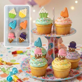 CUPCAKE & ICE CREAM | SUGAR DECORATIONS | 6 PIECE PACK - BB 30/12/25