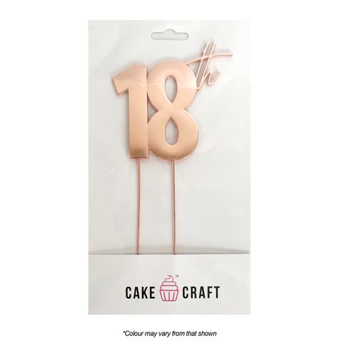 CAKE CRAFT | METAL TOPPER | 18TH | ROSE GOLD | 9CM