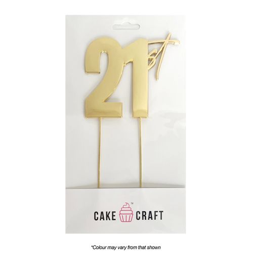 CAKE CRAFT | METAL TOPPER | 21ST | GOLD | 9CM