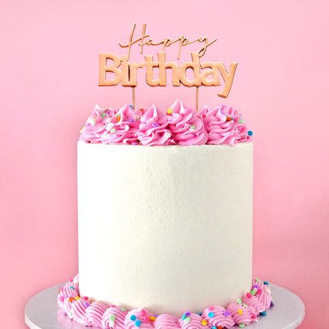 CAKE CRAFT | METAL TOPPER | HAPPY BIRTHDAY STYLE #1  | ROSE GOLD | 12CMx7CM