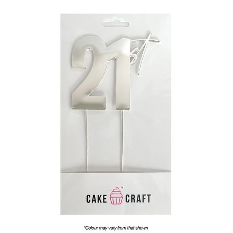 CAKE CRAFT | METAL TOPPER | 21ST | SILVER | 9CM