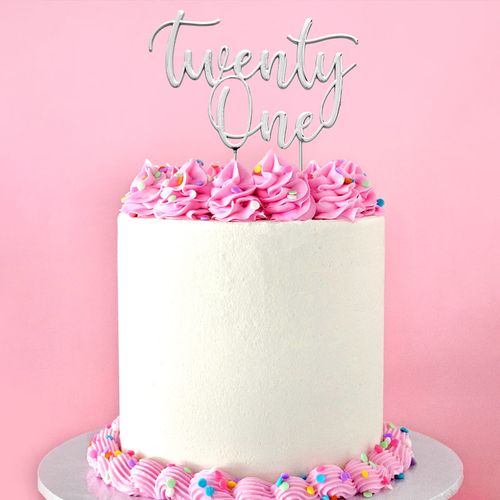 CAKE CRAFT | METAL TOPPER | TWENTY ONE | SILVER | 10CM