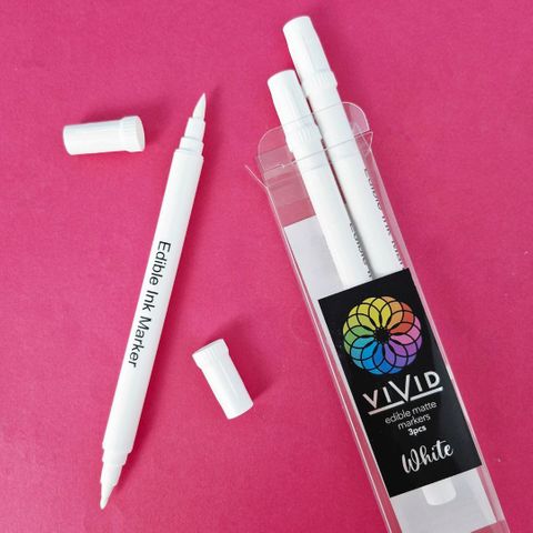 VIVID | EDIBLE MATTE MARKERS | WHITE | 3PK