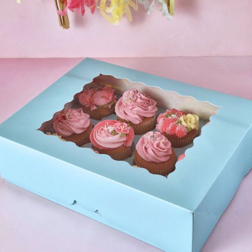 CAKE CRAFT | BLUE | 12 HOLE CUPCAKE BOX | RETAIL PACK