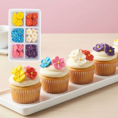 SMALL 5 PETAL SUGAR FLOWERS ASSORTED | 42 PIECE PACK