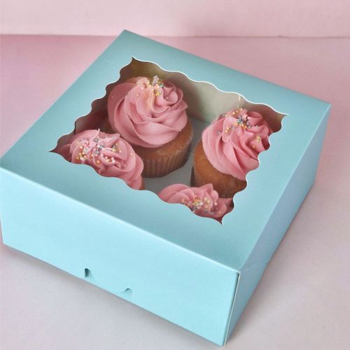 CAKE CRAFT | BLUE | 4 HOLE CUPCAKE BOX | RETAIL PACK