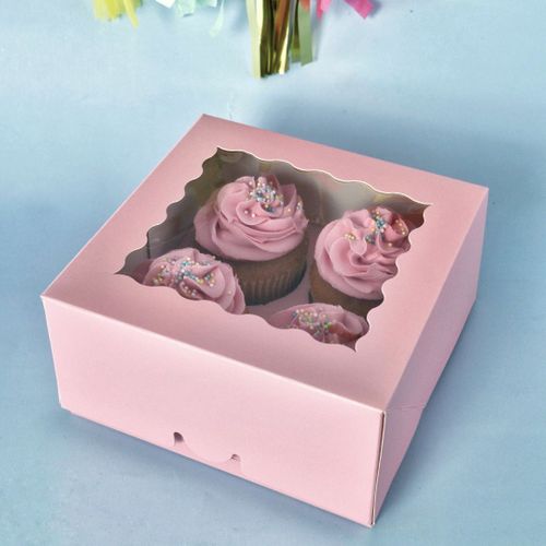 CAKE CRAFT | PINK | 4 HOLE CUPCAKE BOX | RETAIL PACK