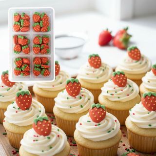 STRAWBERRIES | SUGAR DECORATIONS | 48 PIECE PACK