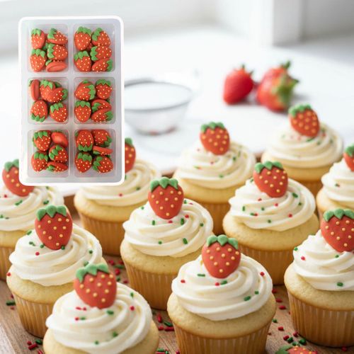 STRAWBERRIES | SUGAR DECORATIONS | 48 PIECE PACK