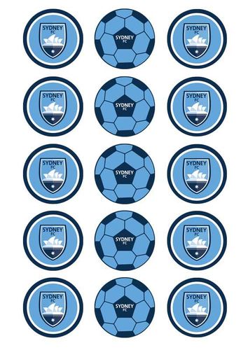 A-LEAGUE SYDNEY FC 2 INCH/5CM CUPCAKE IMAGE SHEET - 15 PER SHEET