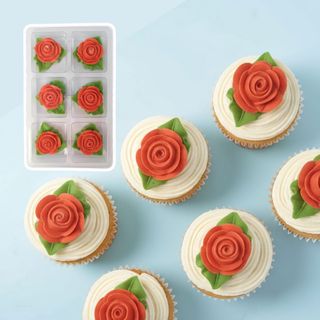 TINY ROSE WITH LEAF | RED | 6 PIECE PACK