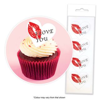 CAKE CRAFT | I LOVE YOU HEART | WAFER TOPPERS | PACKET OF 16 - BB 11/26
