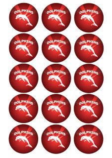 NRL DOLPHINS 2 INCH/5CM CUPCAKE IMAGE SHEET - 15 PER SHEET