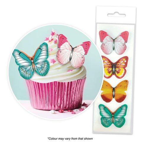 CAKE CRAFT | MIXED BUTTERFLY | WAFER TOPPERS | PACKET OF 16 - BB 06/26