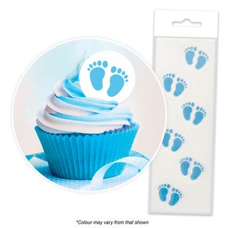 CAKE CRAFT | BLUE BABY FEET | WAFER TOPPERS | PACKET OF 24 - BB 11/26