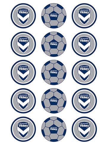A-LEAGUE MELBOURNE VICTORY FC 2 INCH/5CM CUPCAKE IMAGE SHEET - 15 PER SHEET