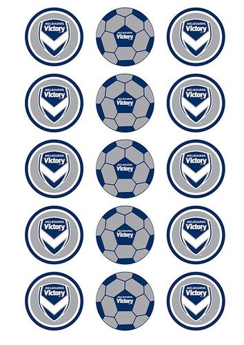 A-LEAGUE MELBOURNE VICTORY FC 2 INCH/5CM CUPCAKE IMAGE SHEET - 15 PER SHEET