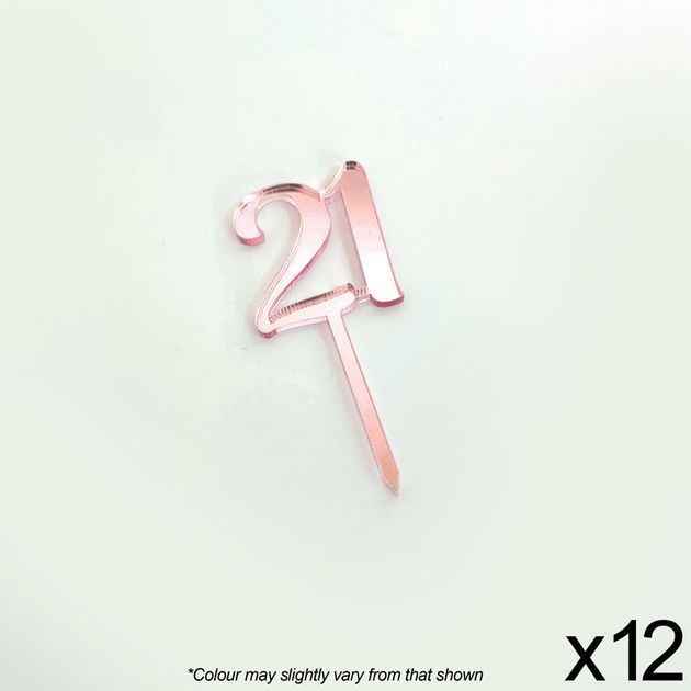 CAKE CRAFT | #21 | 3.5CM | ROSE GOLD MIRROR | ACRYLIC CUPCAKE TOPPER ...