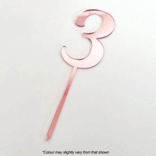 CAKE CRAFT | #3 | 9CM | ROSE GOLD MIRROR | ACRYLIC CAKE TOPPER