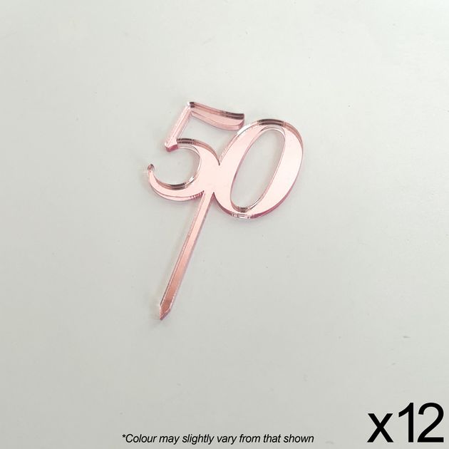 CAKE CRAFT | #50 | 3.5CM | ROSE GOLD MIRROR | ACRYLIC CUPCAKE TOPPER ...
