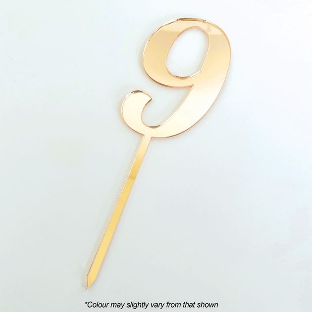 CAKE CRAFT | #9 | 9CM | GOLD MIRROR | ACRYLIC CAKE TOPPER