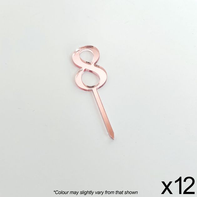 CAKE CRAFT | #8 | 3.5CM | ROSE GOLD MIRROR | ACRYLIC CUPCAKE TOPPER ...