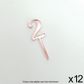 CAKE CRAFT | #2 | 3.5CM | ROSE GOLD MIRROR | ACRYLIC CUPCAKE TOPPER | 12 PACK