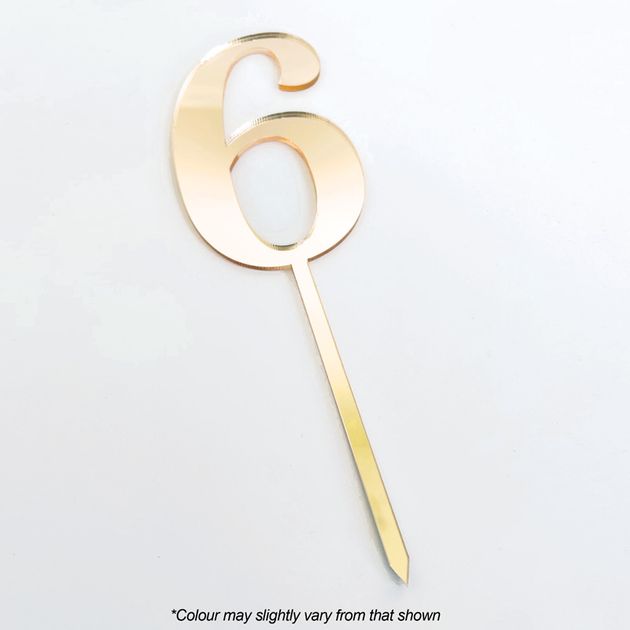 CAKE CRAFT | #6 | 9CM | GOLD MIRROR | ACRYLIC CAKE TOPPER