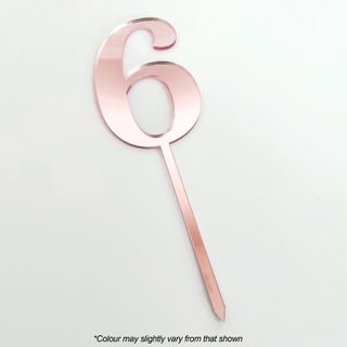 CAKE CRAFT | #6 | 9CM | ROSE GOLD MIRROR | ACRYLIC CAKE TOPPER