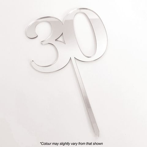 CAKE CRAFT | #30 | 9CM | SILVER MIRROR | ACRYLIC CAKE TOPPER