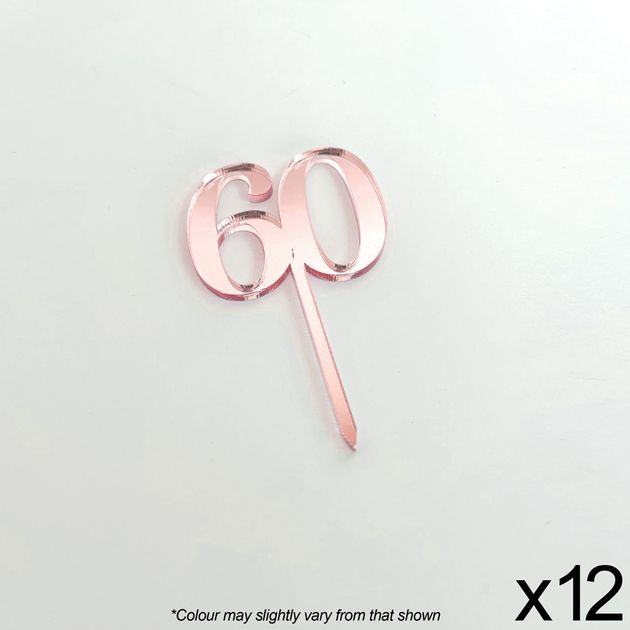 CAKE CRAFT | #60 | 3.5CM | ROSE GOLD MIRROR | ACRYLIC CUPCAKE TOPPER ...