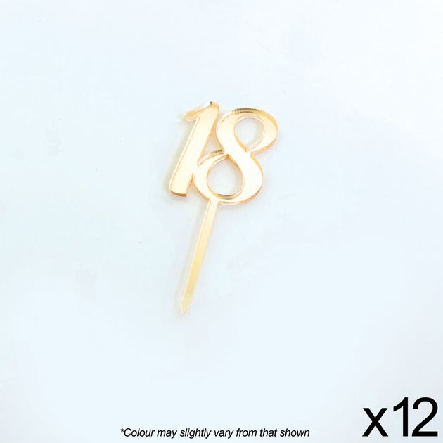 CAKE CRAFT | #18 | 3.5CM | GOLD MIRROR | ACRYLIC CUPCAKE TOPPER | 12 PACK