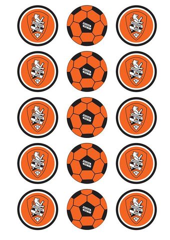 A-LEAGUE BRISBANE ROAR FC 2 INCH/5CM CUPCAKE IMAGE SHEET - 15 PER SHEET