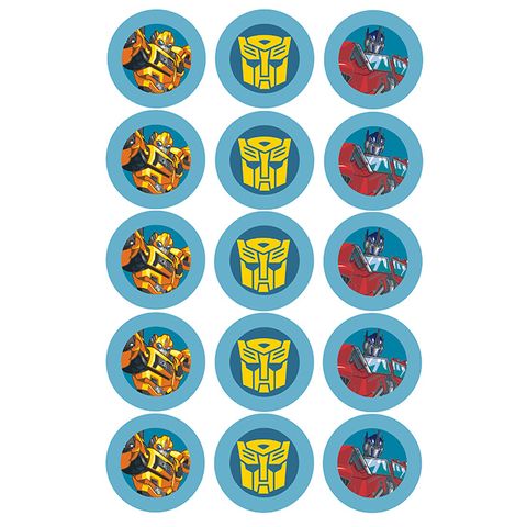 TRANSFORMERS 2 INCH/5CM CUPCAKE IMAGE SHEET - 15 PER SHEET