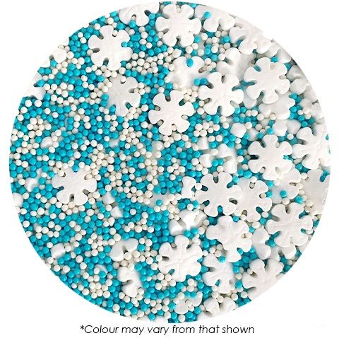 SPRINK'D | BLUE/WHITE MIX | SNOWFLAKES/2MM SUGAR BALLS | 1KG
