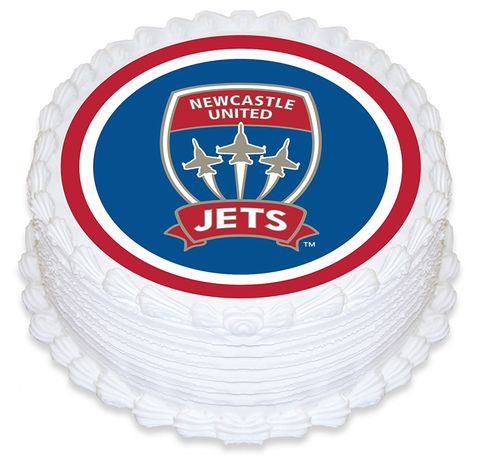 A-LEAGUE NEWCASTLE JETS FC ROUND EDIBLE ICING IMAGE - 6.3 INCH / 16CM