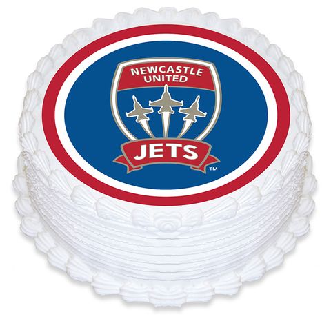 A-LEAGUE NEWCASTLE JETS FC ROUND EDIBLE ICING IMAGE - 6.3 INCH / 16CM