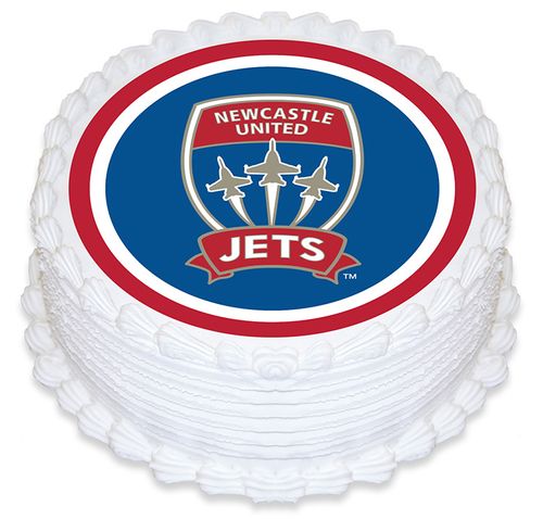 A-LEAGUE NEWCASTLE JETS FC ROUND EDIBLE ICING IMAGE - 6.3 INCH / 16CM
