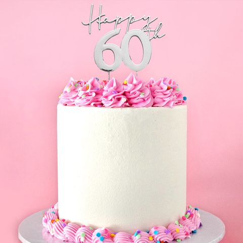 CAKE CRAFT | METAL TOPPER | HAPPY 60TH | SILVER