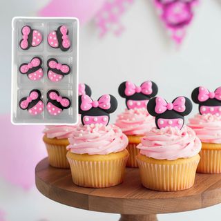 MINNIE MOUSE HEAD | SUGAR DECORATIONS | 6 PIECE PACK - BB 12/25
