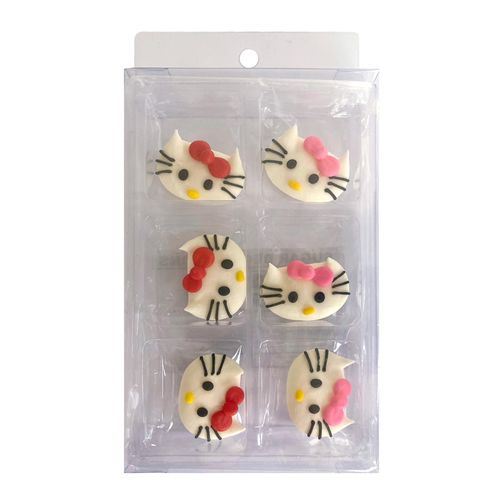 HELLO KITTY FACE | SUGAR DECORATIONS | 6 PIECE PACK - BB 12/23