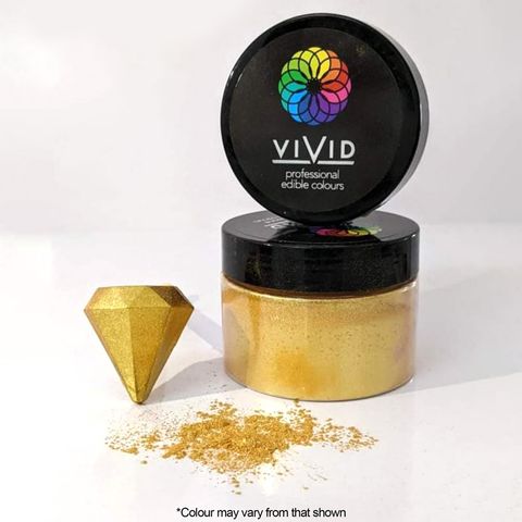 VIVID | SUPER GOLD SHIMMER | EDIBLE METALLIC DUST | 50G - BB 19/04/26