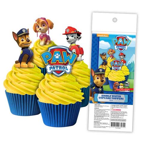 PAW PATROL | EDIBLE WAFER CUPCAKE TOPPERS | 16 PIECE PACK - BB 12/25