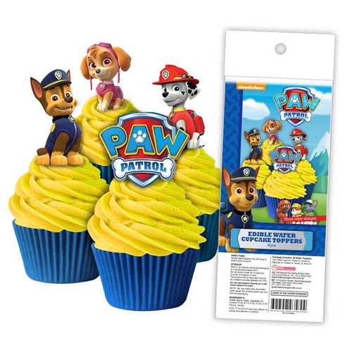 PAW PATROL | EDIBLE WAFER CUPCAKE TOPPERS | 16 PIECE PACK - BB 01/25