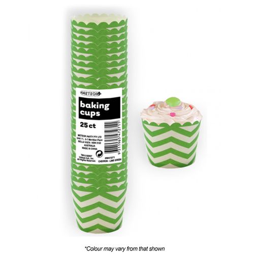 BAKING CUPS | CHEVRON | LIME GREEN | 25 PACK