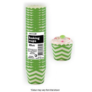 BAKING CUPS | CHEVRON | LIME GREEN | 25 PACK