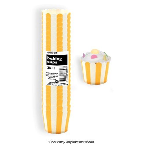 BAKING CUPS | STRIPES | YELLOW | 25 PACK