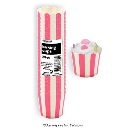 BAKING CUPS | STRIPES | HOT PINK | 25 PACK