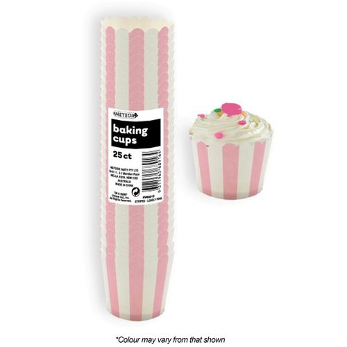BAKING CUPS | STRIPES | LOVELY PINK | 25 PACK